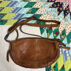 Latico Crosby Congac Leather Crossbody Saddle Bag